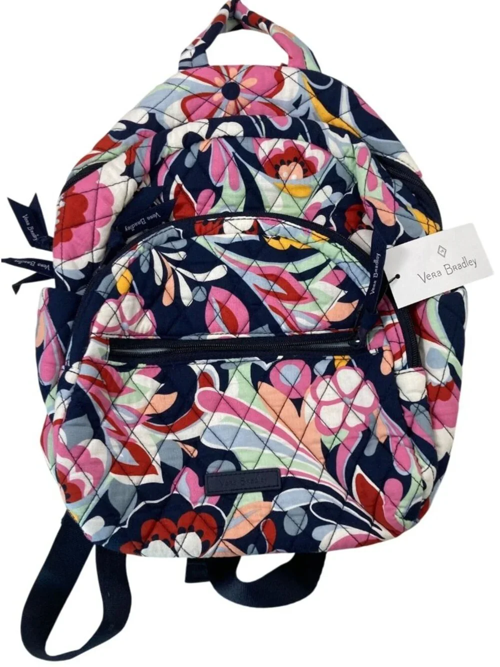 Vera Bradley Essential Compact Backpack Mod Paisley Pink Blue Travel Casual Bag